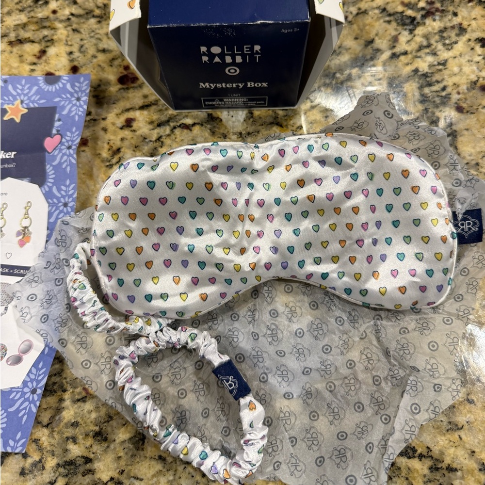 Roller Rabbit x Target Sleeping Mask + scrunchie - Rainbow Hearts Rare